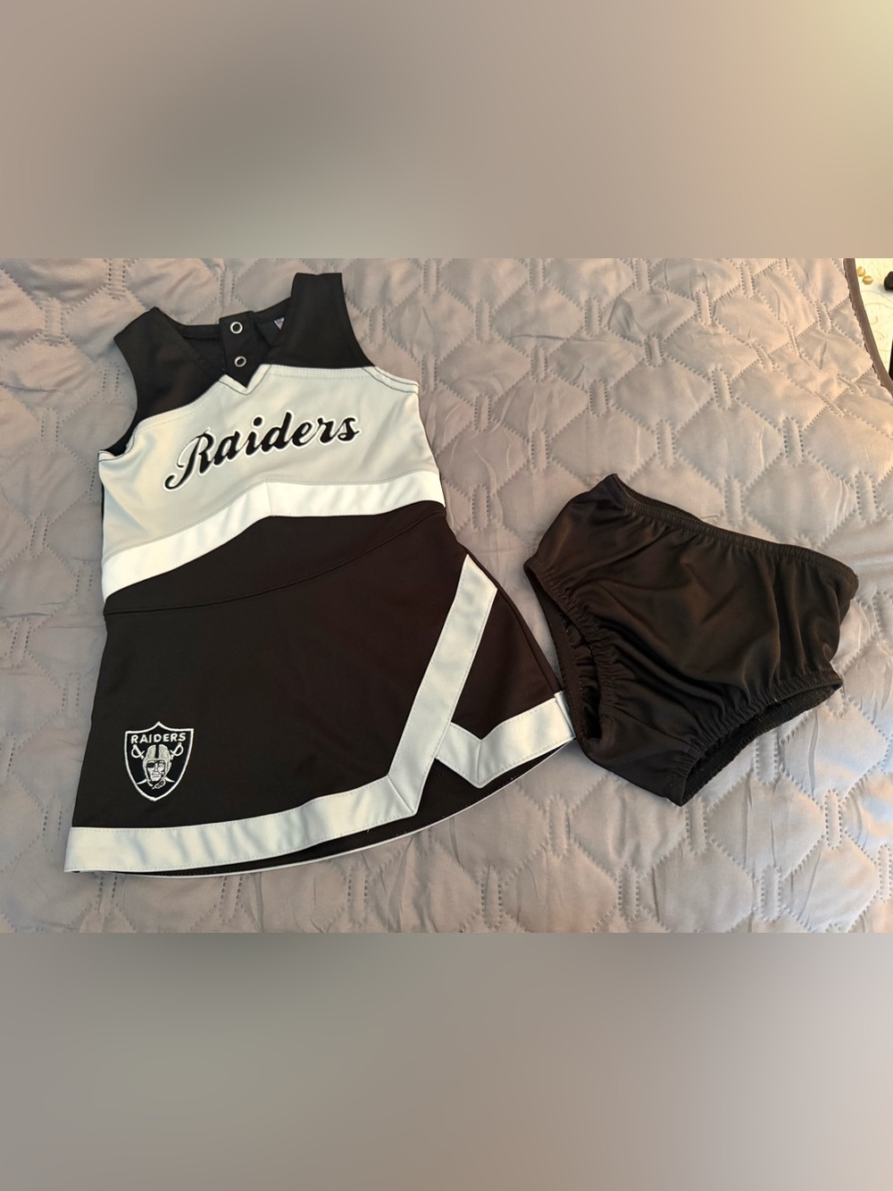 NFL Raiders Girls Black and White Cheer Skort Set